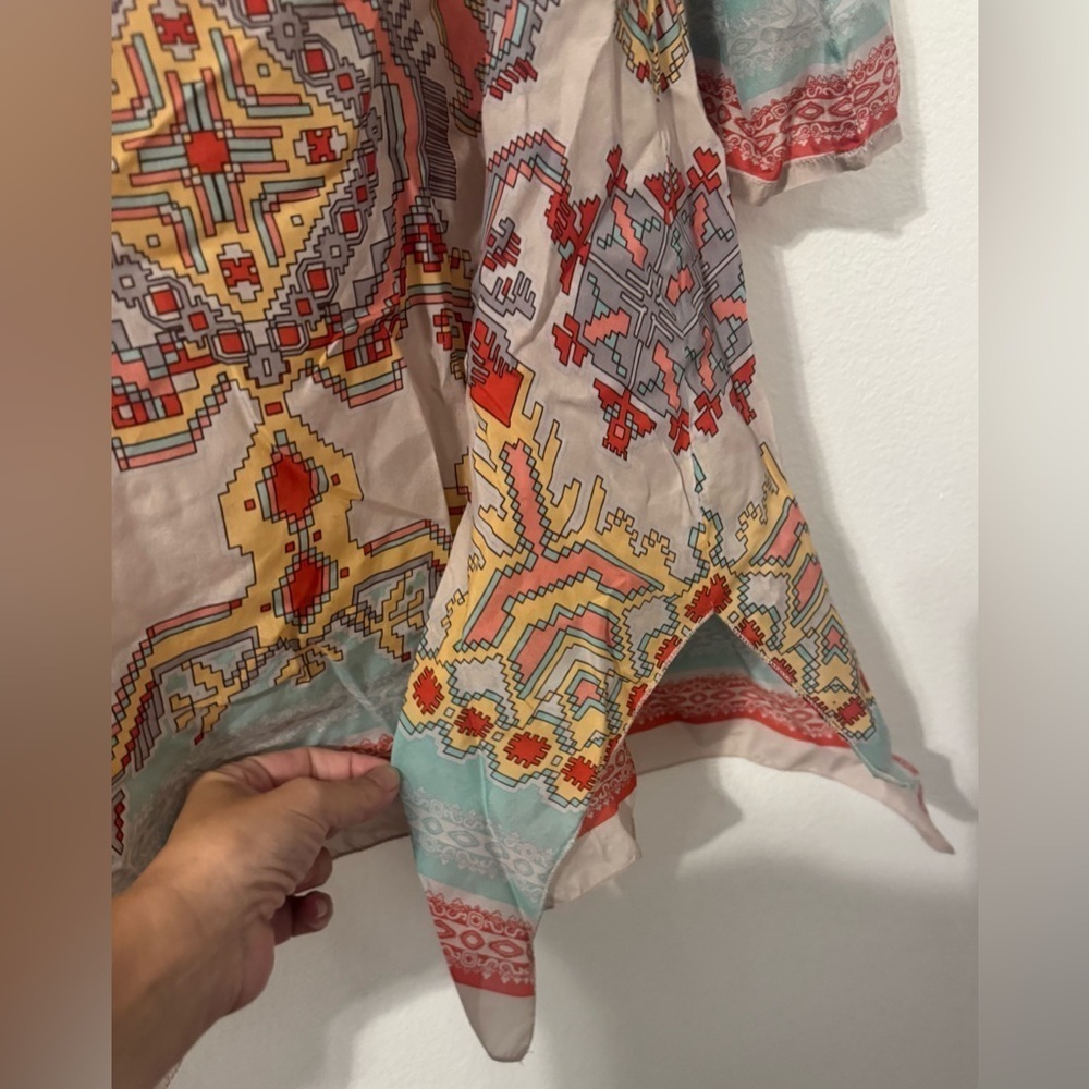 Johnny Was Silk Alamo Floral Indian Print Geometric Tunic Top Flowy Small *Read - Picture 5 of 11